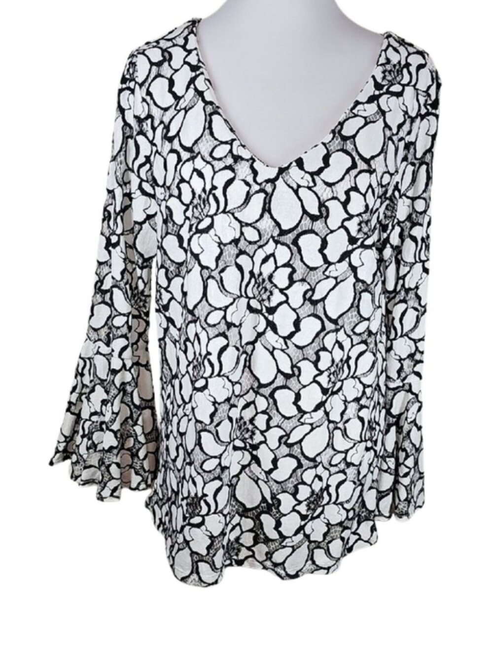 Alberto Makali Bell Sleeve Floral Lace Blouse Top L Boho Cottagecore Whimsigoth